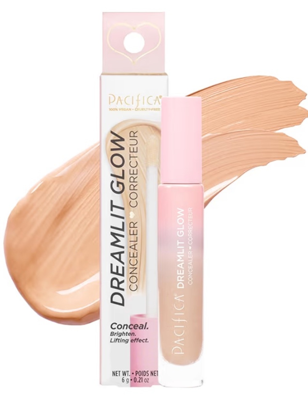 Pacifica Dreamlit Glow Full Coverage Concealer, long-lasting clean, cruelty free